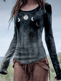 Women's Mysterious Moon Halloween Print Top