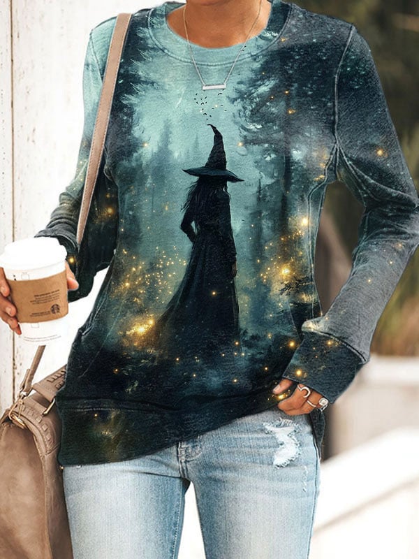 Women's Halloween Darkness Witch  Printed Sweatshirt