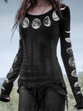 Women's Mysterious Moon Halloween Print Top